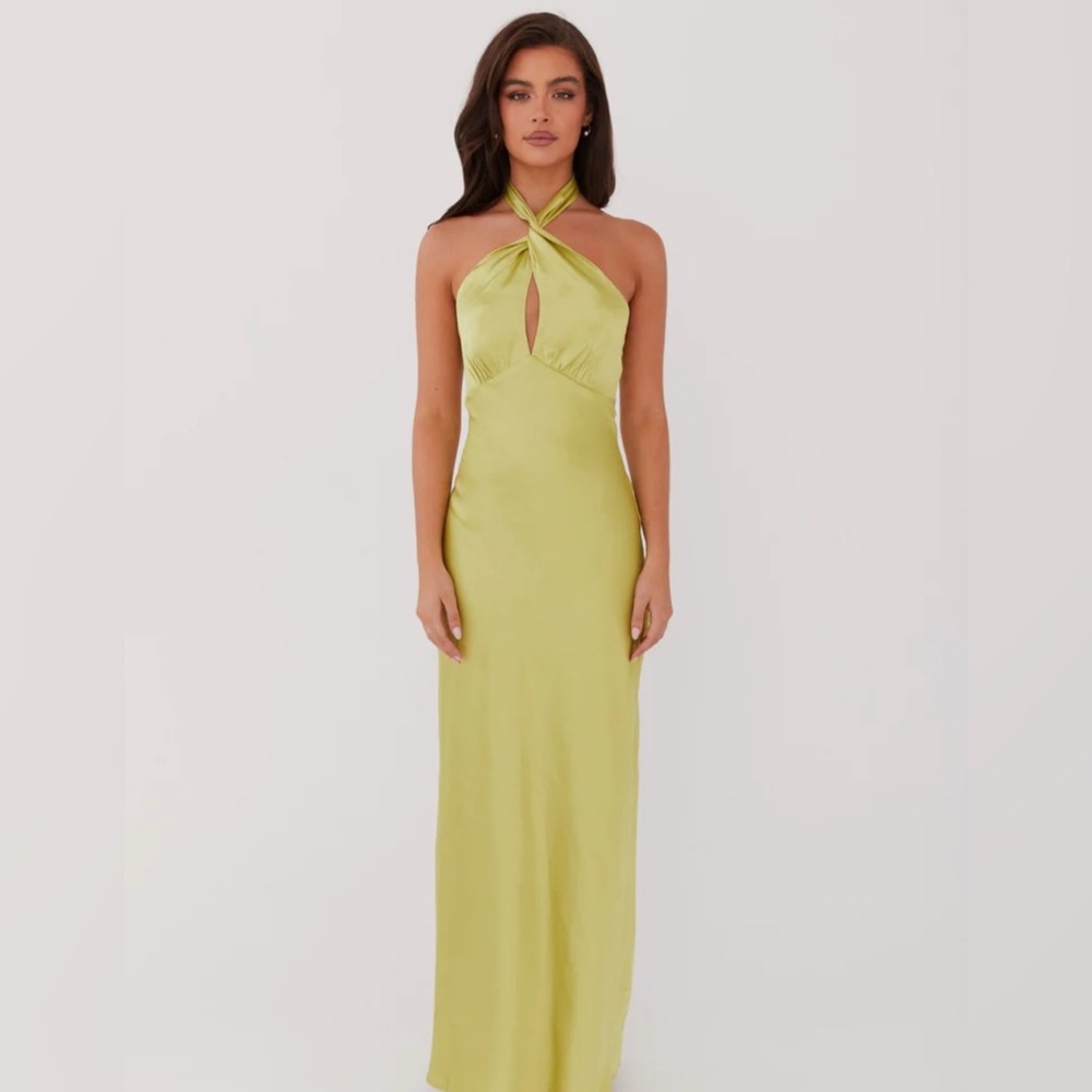 Peppermayo Lime Twist Halter Maxi Dress